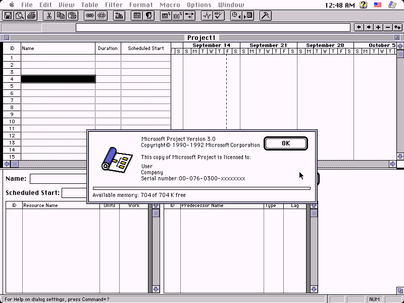 Microsoft Project 3 Mac - About